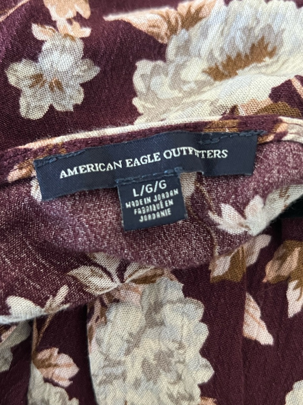 American Eagle Outfitters Burgundy Floral Wrap Dress - Picture 2 of 9